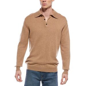 Forte Mens  Cashmere Polo Cashmere Sweater, Brown